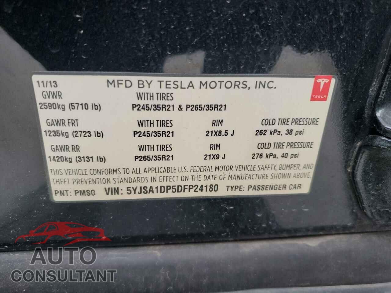 TESLA MODEL S 2013 - 5YJSA1DP5DFP24180