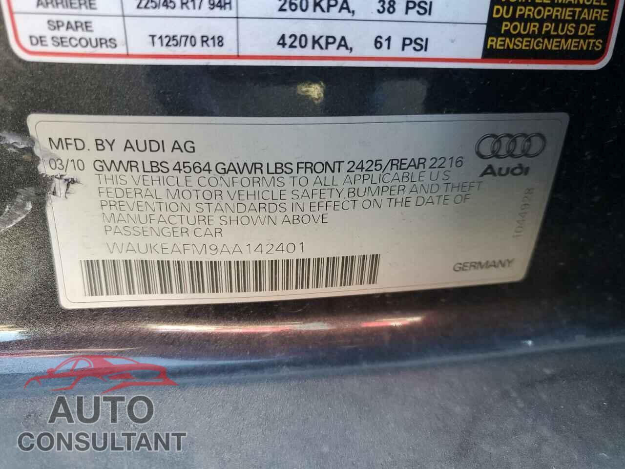 AUDI A3 2010 - WAUKEAFM9AA142401
