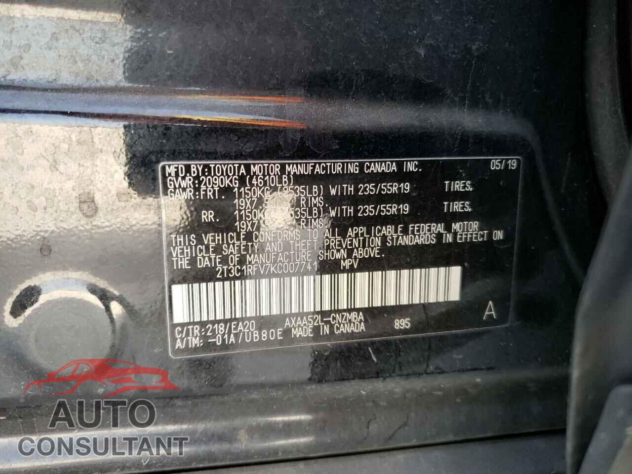 TOYOTA RAV4 2019 - 2T3C1RFV7KC007741