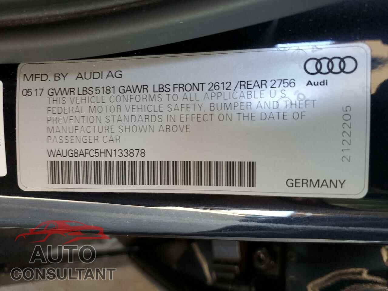 AUDI A6 2017 - WAUG8AFC5HN133878