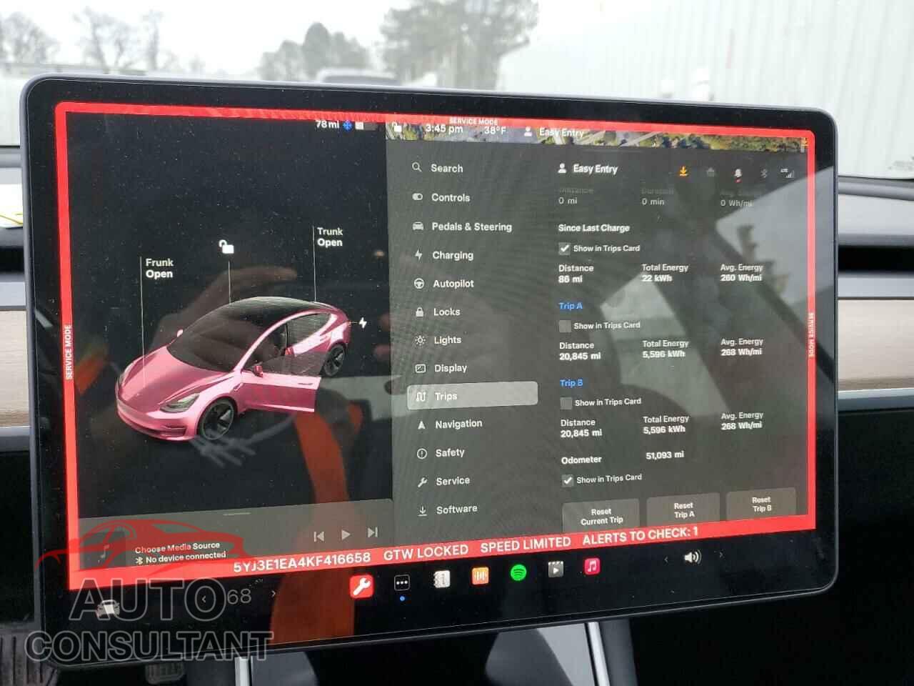 TESLA MODEL 3 2019 - 5YJ3E1EA4KF416658