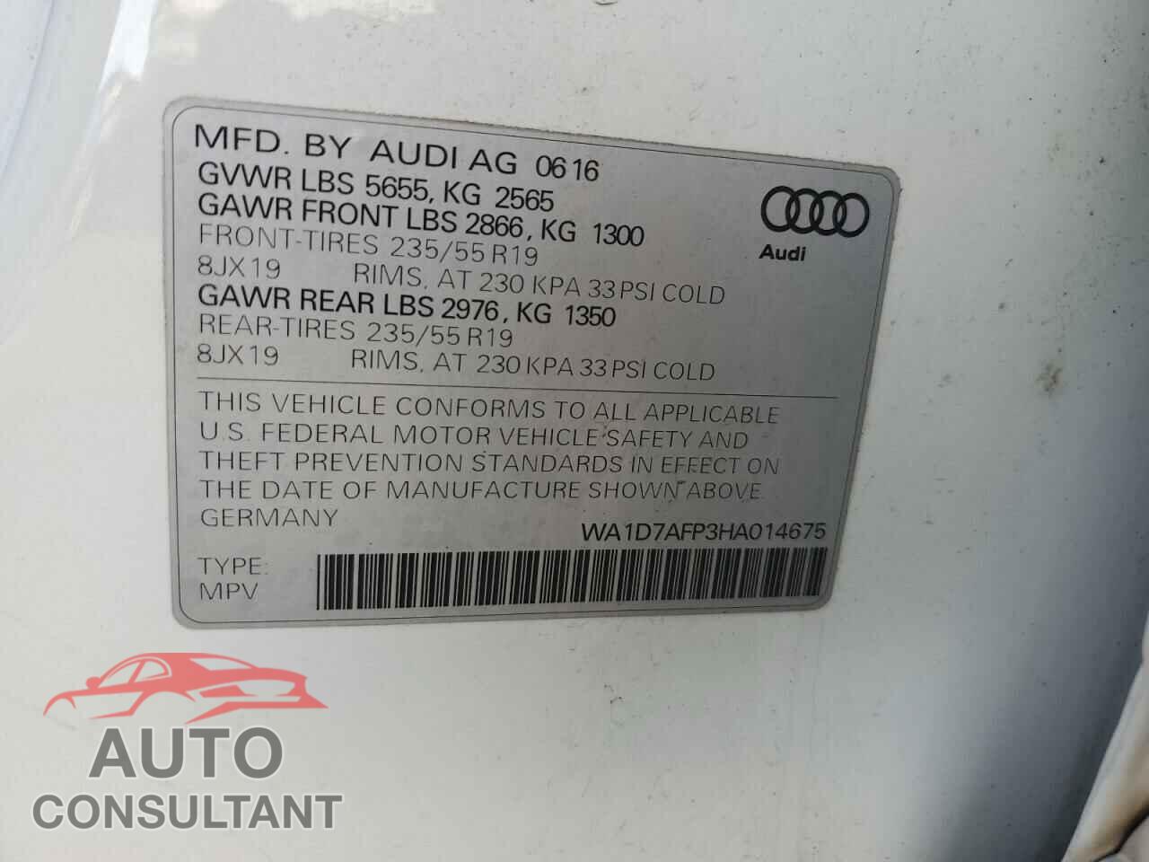 AUDI Q5 2017 - WA1D7AFP3HA014675