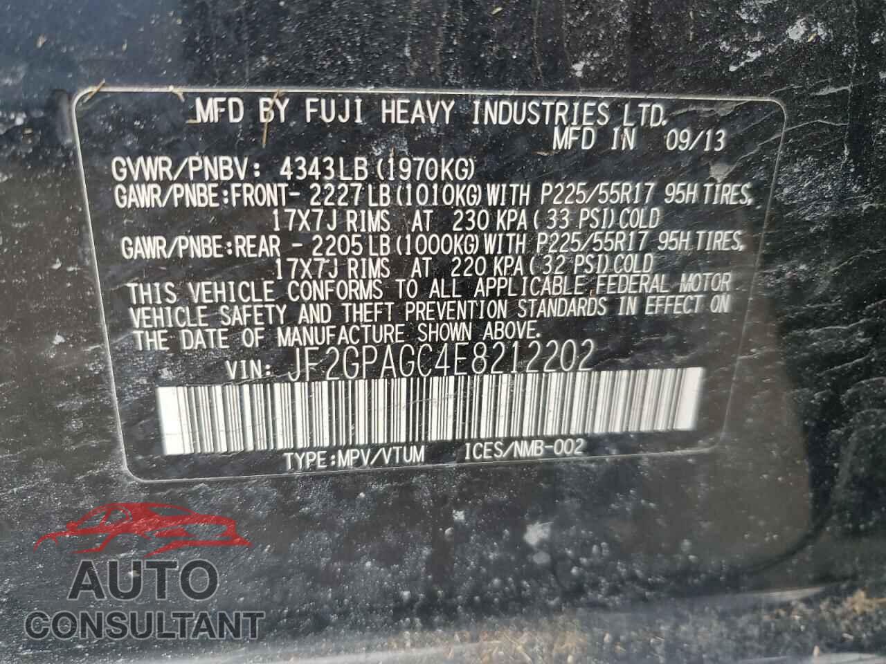 SUBARU XV 2014 - JF2GPAGC4E8212202
