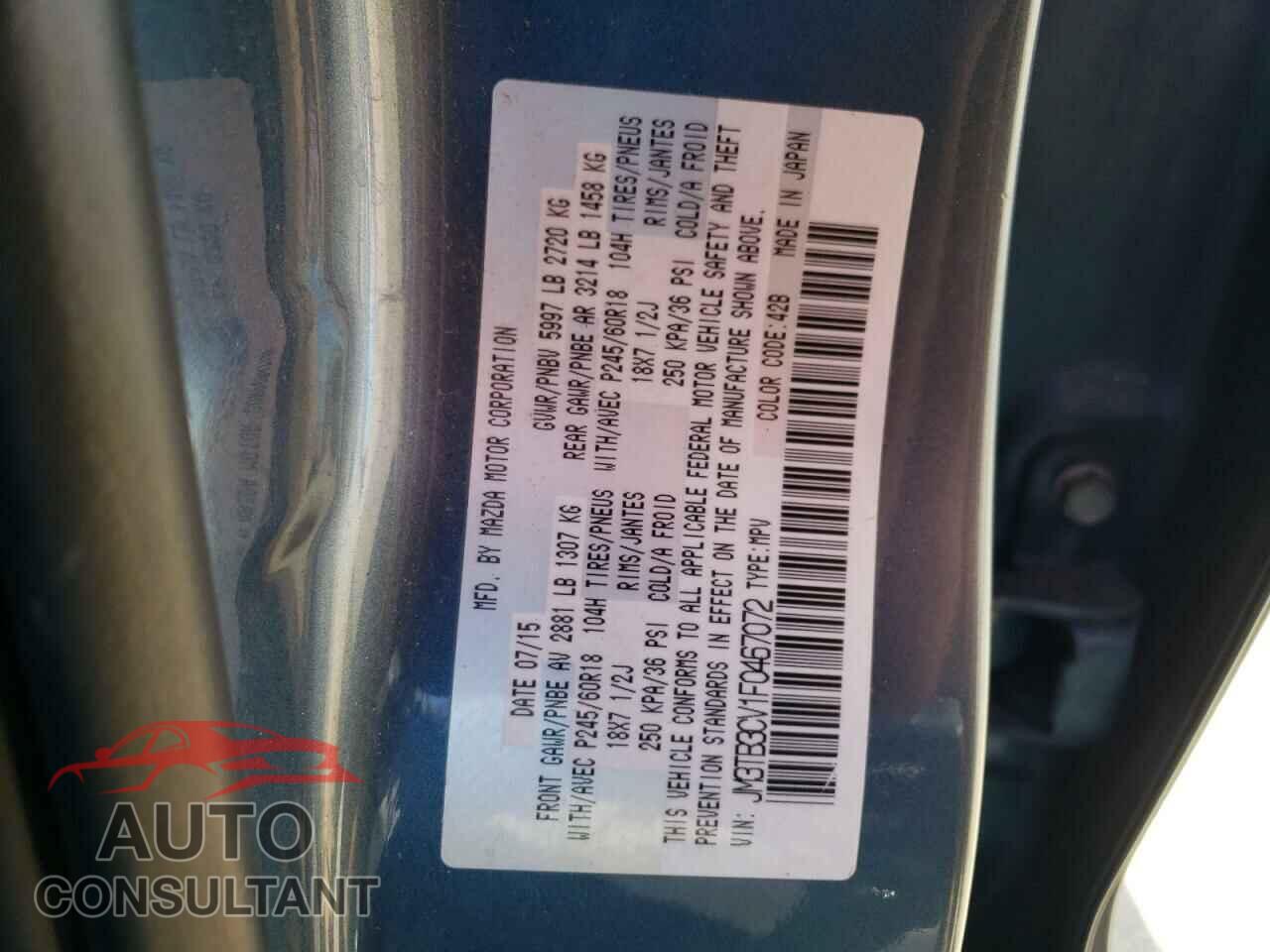 MAZDA CX-9 2015 - JM3TB3CV1F0467072