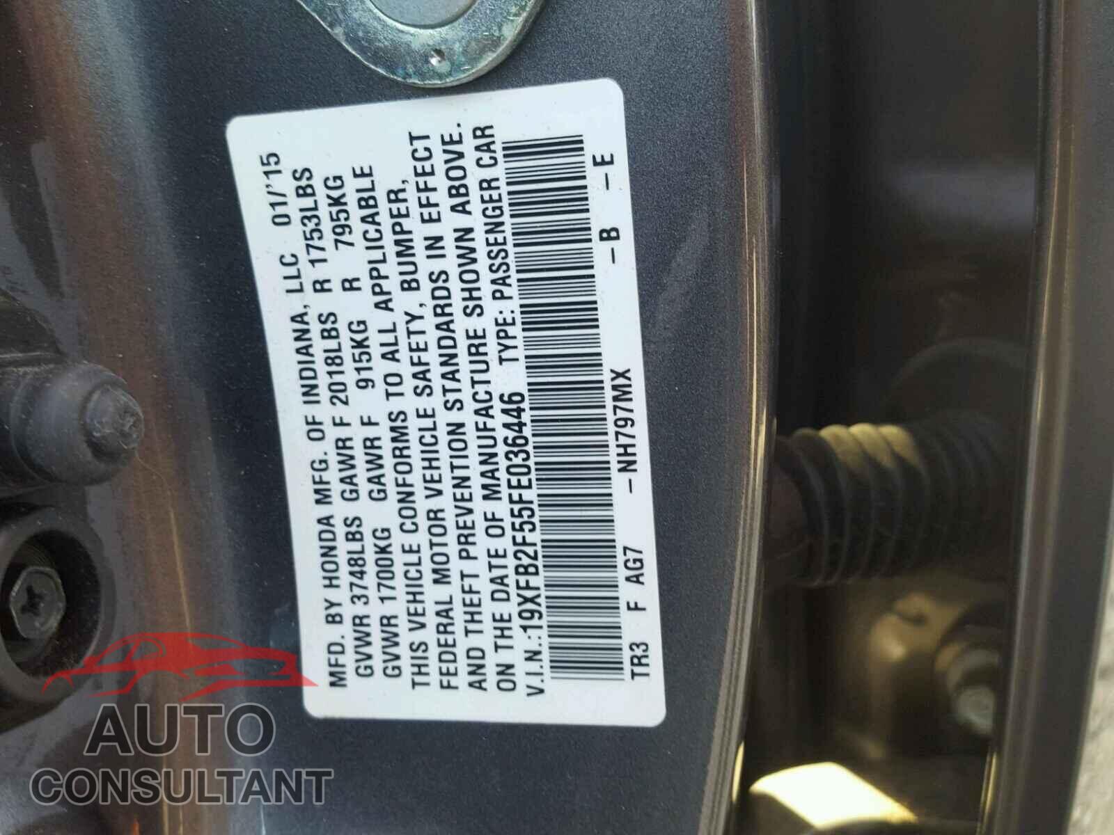 HONDA CIVIC LX 2015 - 19XFB2F55FE036446