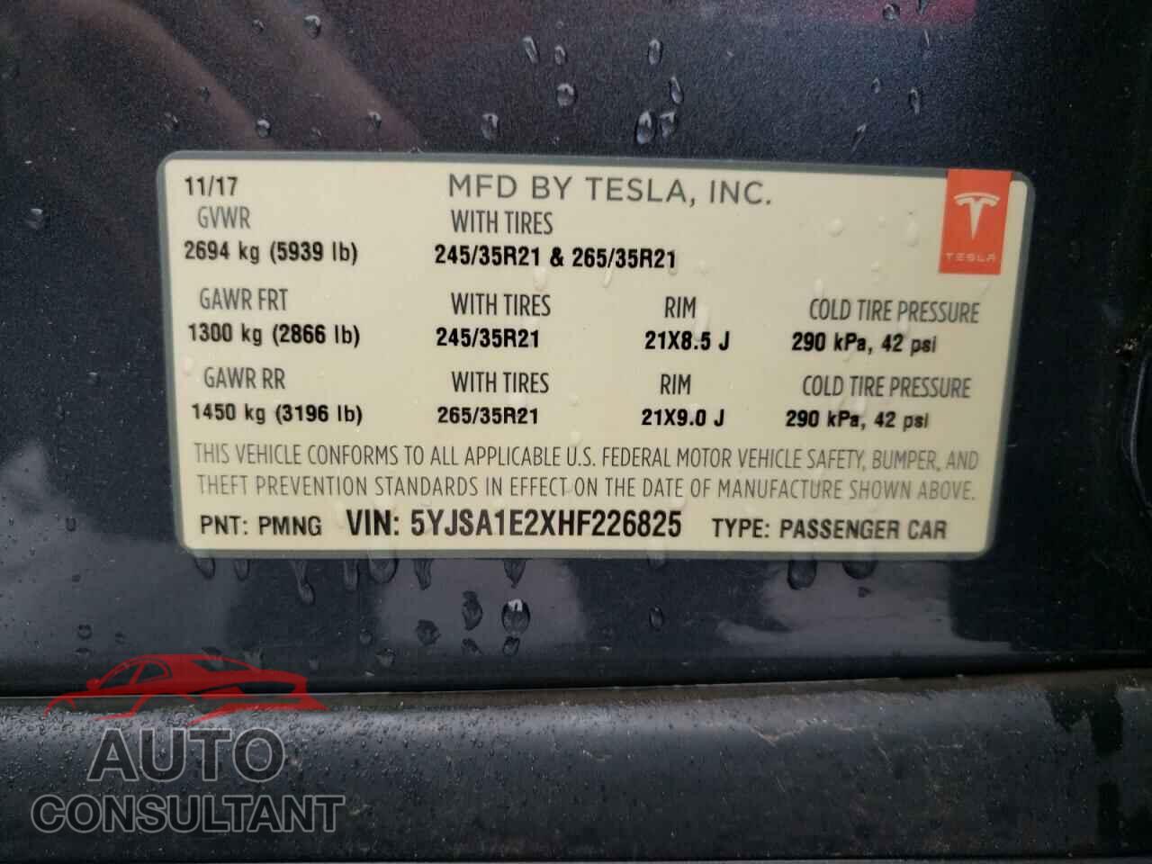 TESLA MODEL S 2017 - 5YJSA1E2XHF226825