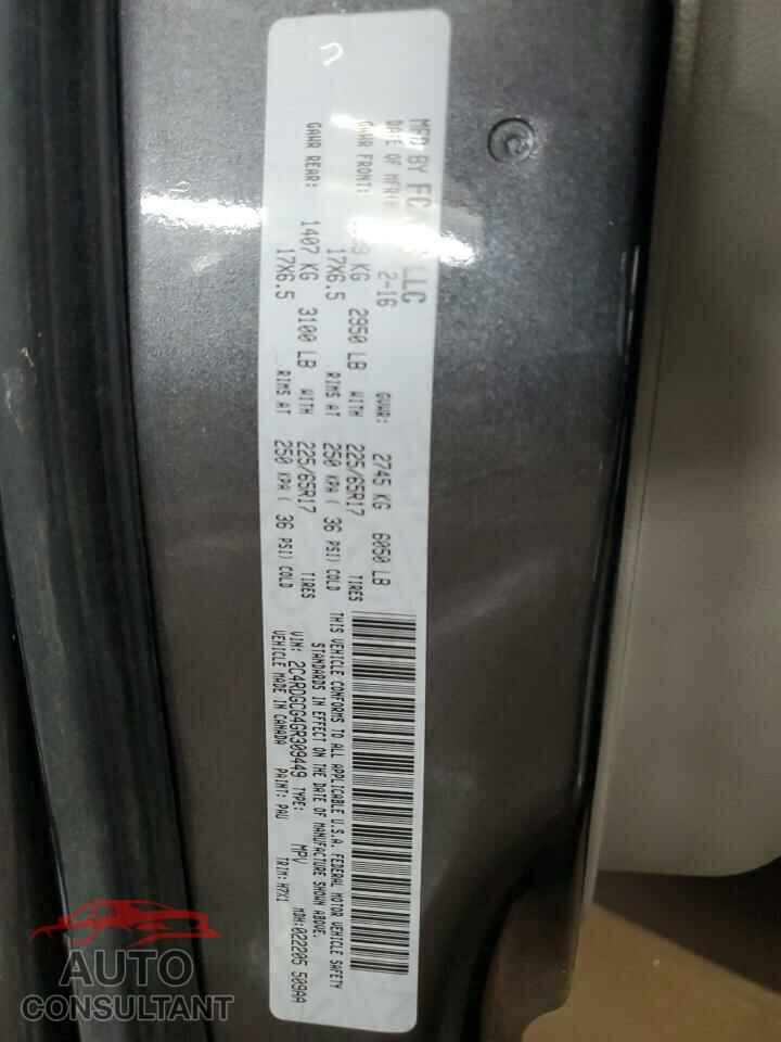 DODGE CARAVAN 2016 - 2C4RDGCG4GR309449