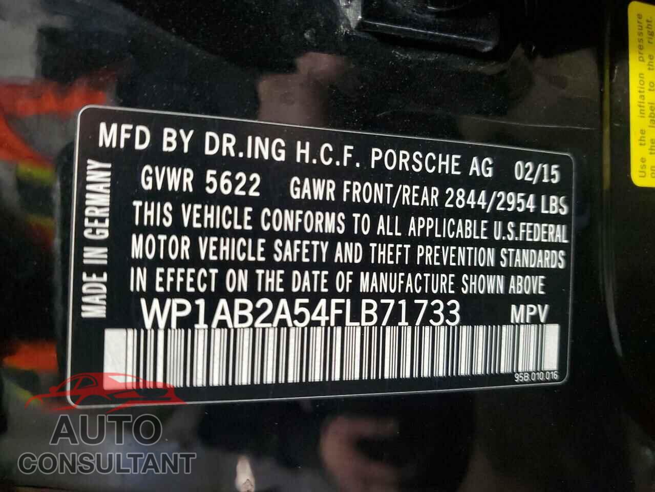 PORSCHE MACAN 2015 - WP1AB2A54FLB71733