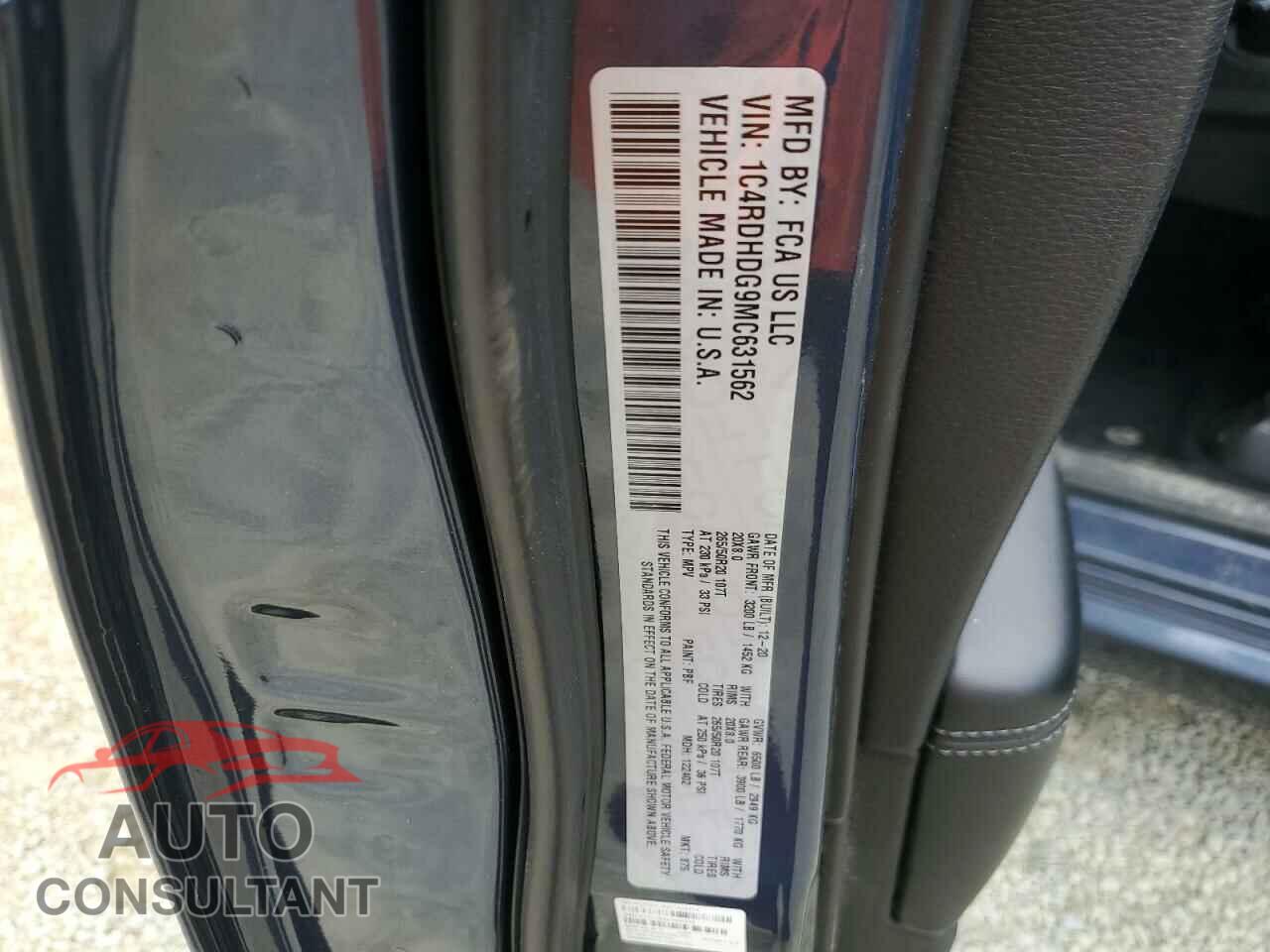DODGE DURANGO 2021 - 1C4RDHDG9MC631562