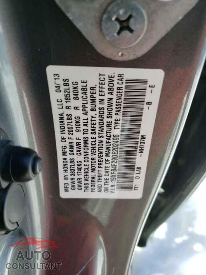 HONDA CIVIC 2013 - 19XFB4F29DE202496