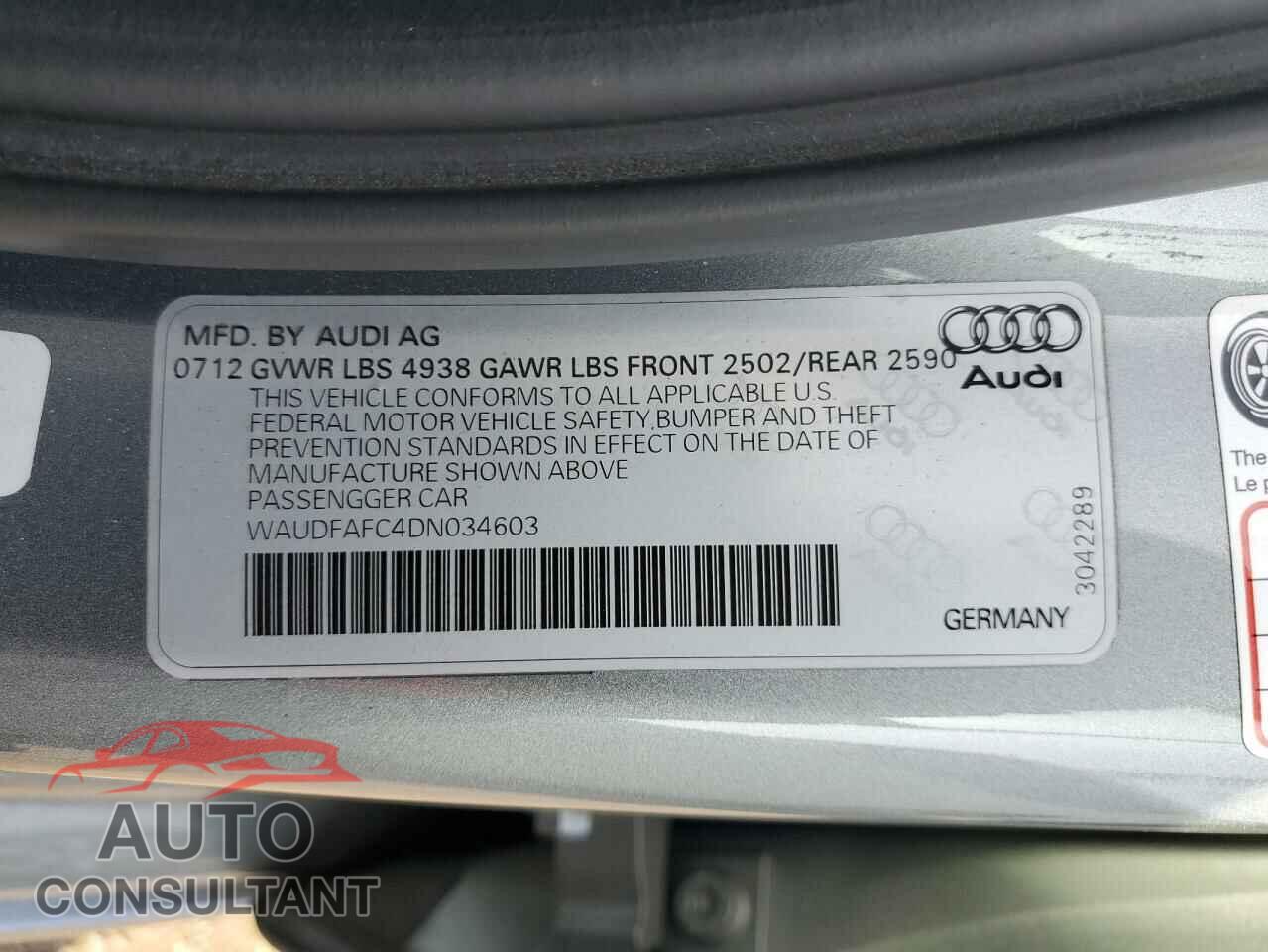 AUDI A6 2013 - WAUDFAFC4DN034603