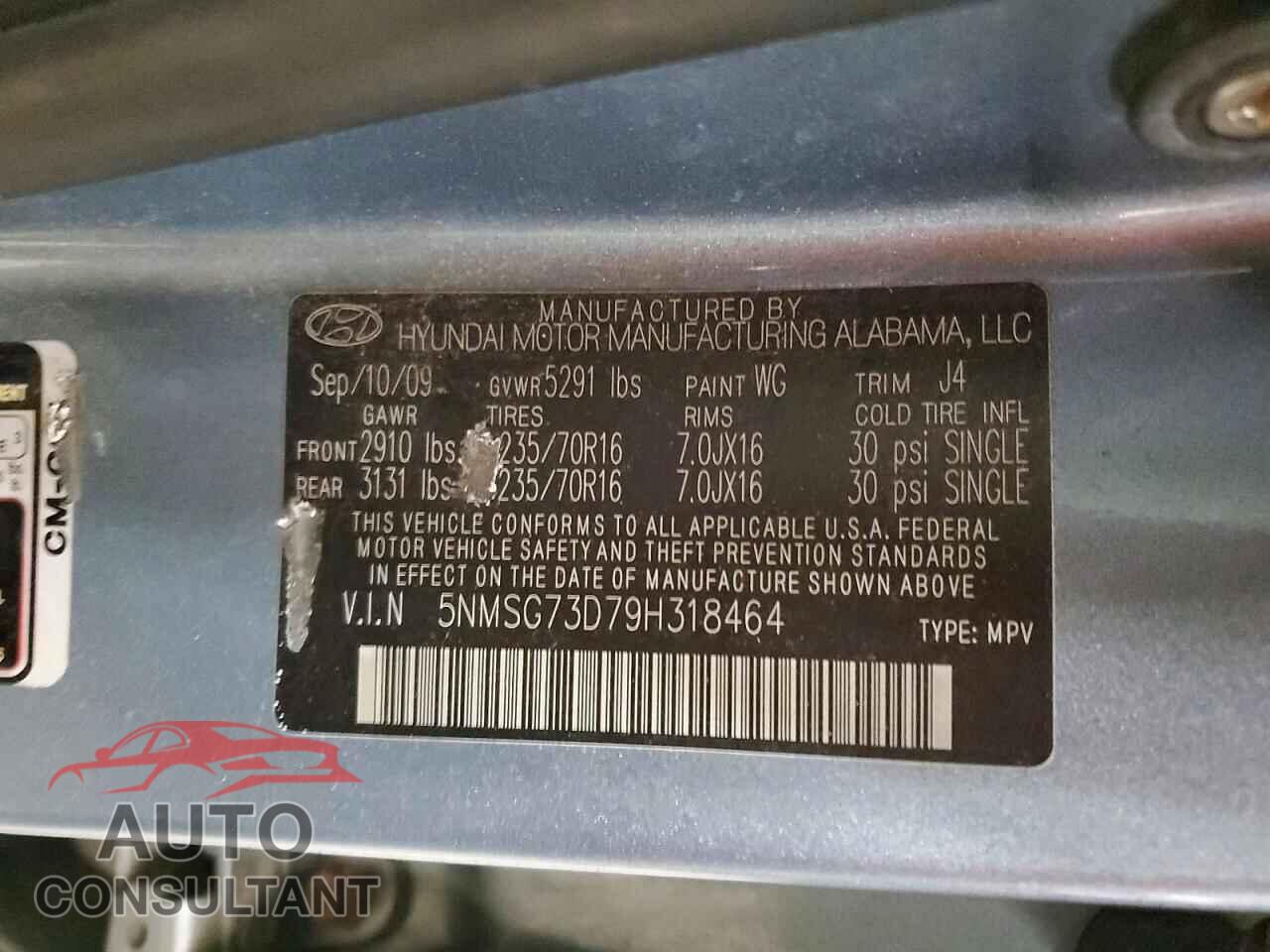 HYUNDAI SANTA FE 2009 - 5NMSG73D79H318464