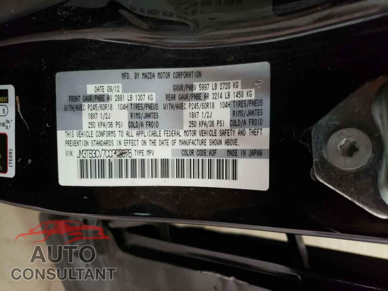 MAZDA CX-9 2012 - JM3TB3CV7C0369076