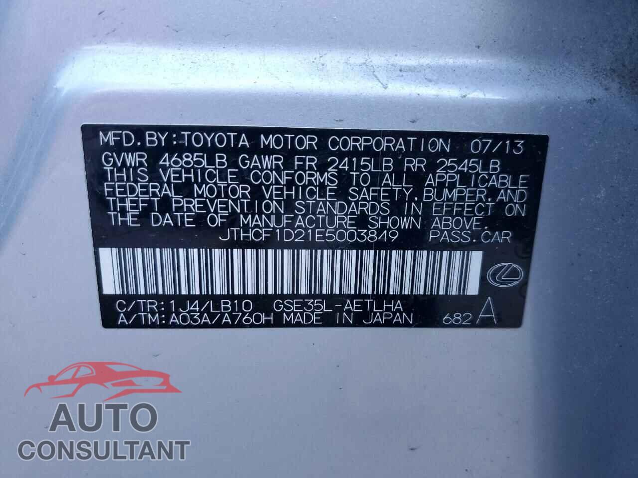 LEXUS IS 2014 - JTHCF1D21E5003849