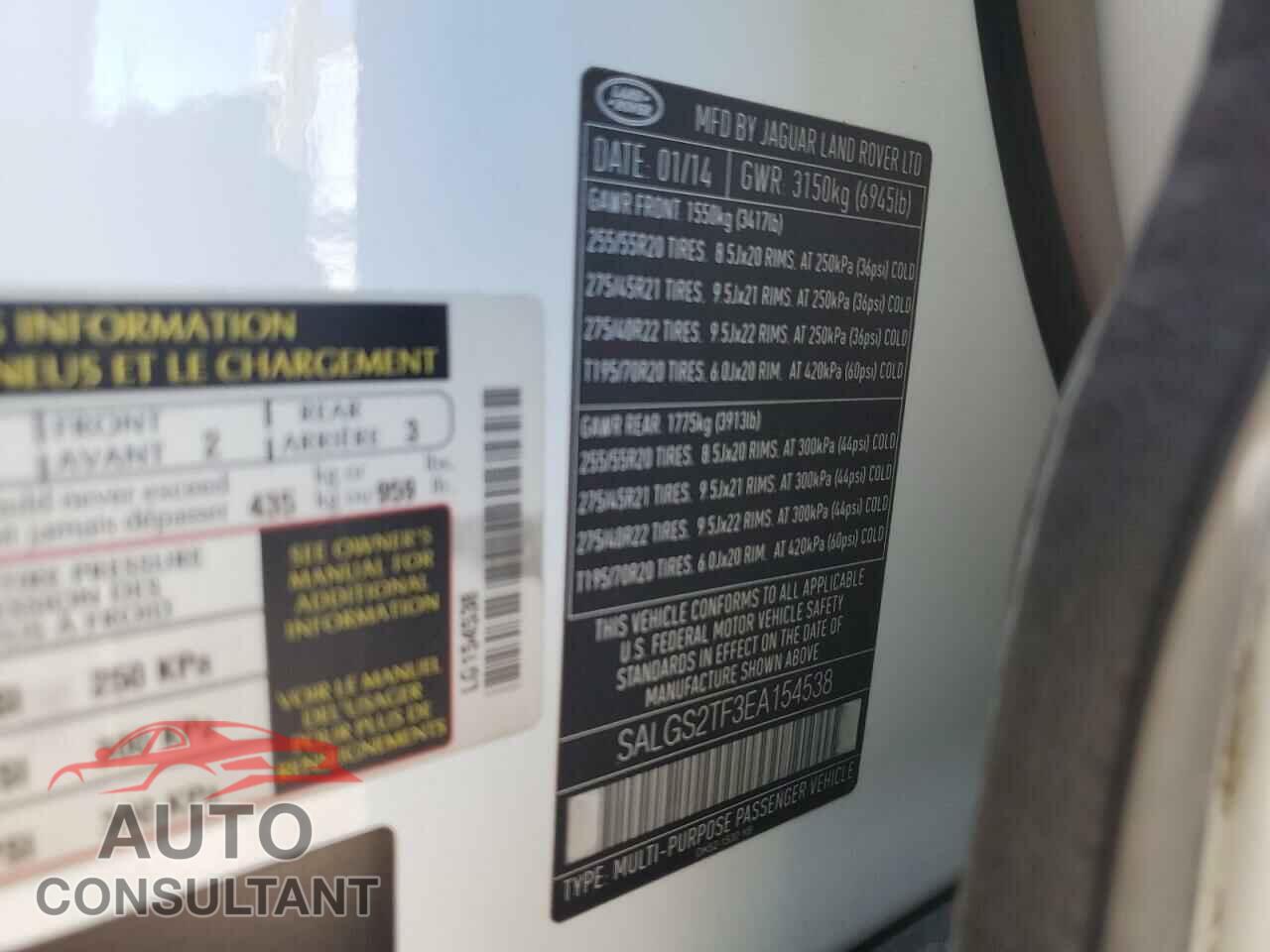 LAND ROVER RANGEROVER 2014 - SALGS2TF3EA154538