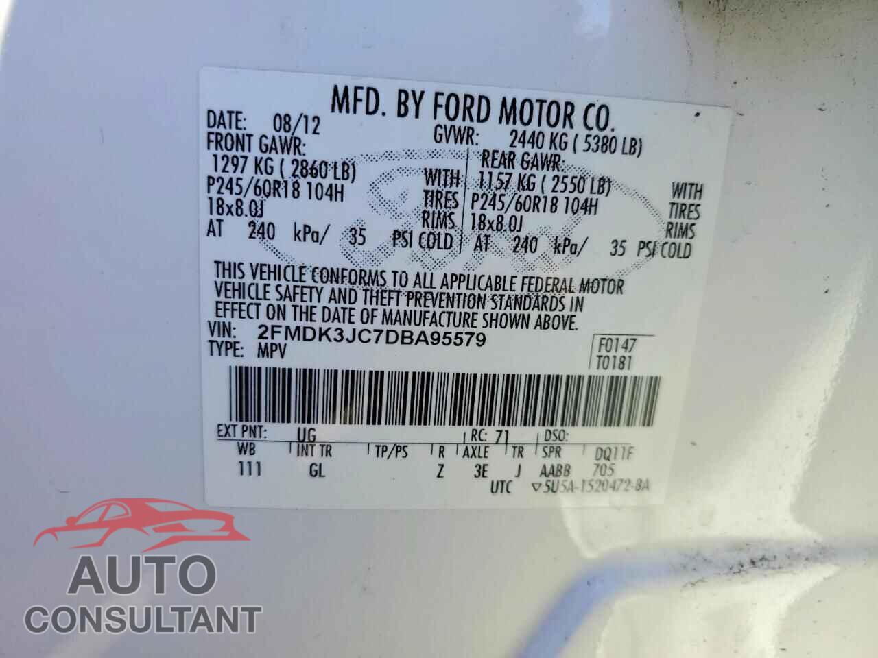 FORD EDGE 2013 - 2FMDK3JC7DBA95579