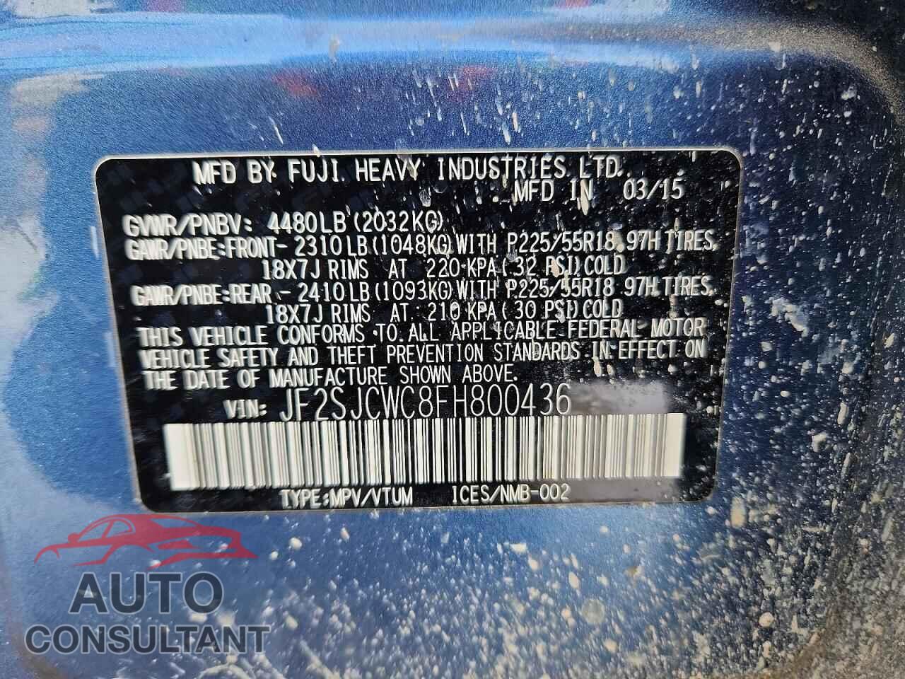 SUBARU FORESTER 2015 - JF2SJCWC8FH800436