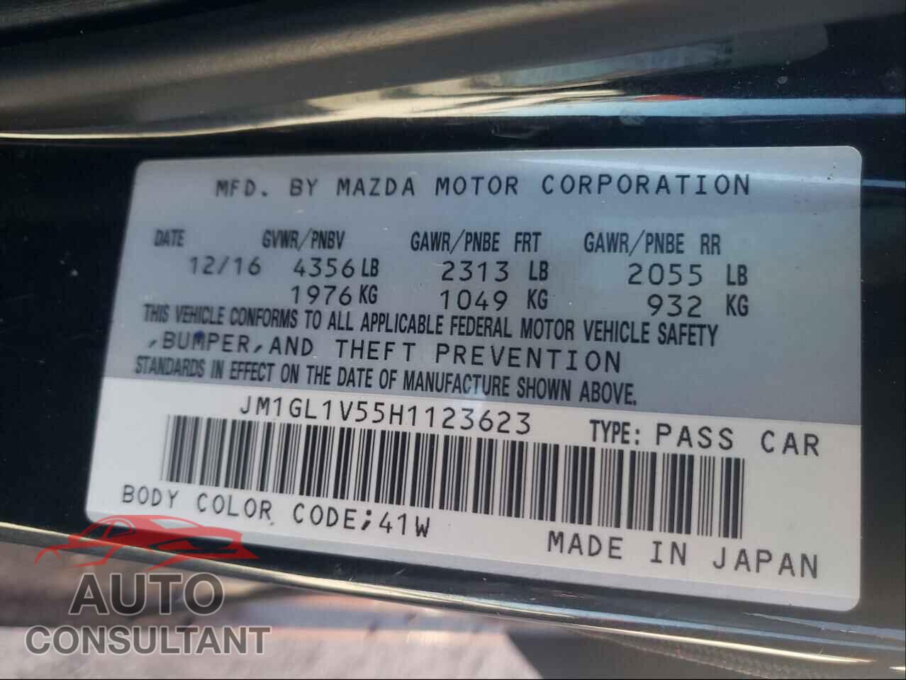 MAZDA 6 2017 - JM1GL1V55H1123623