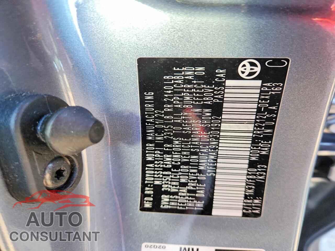 TOYOTA COROLLA 2022 - 5YFEPMAE9NP301902