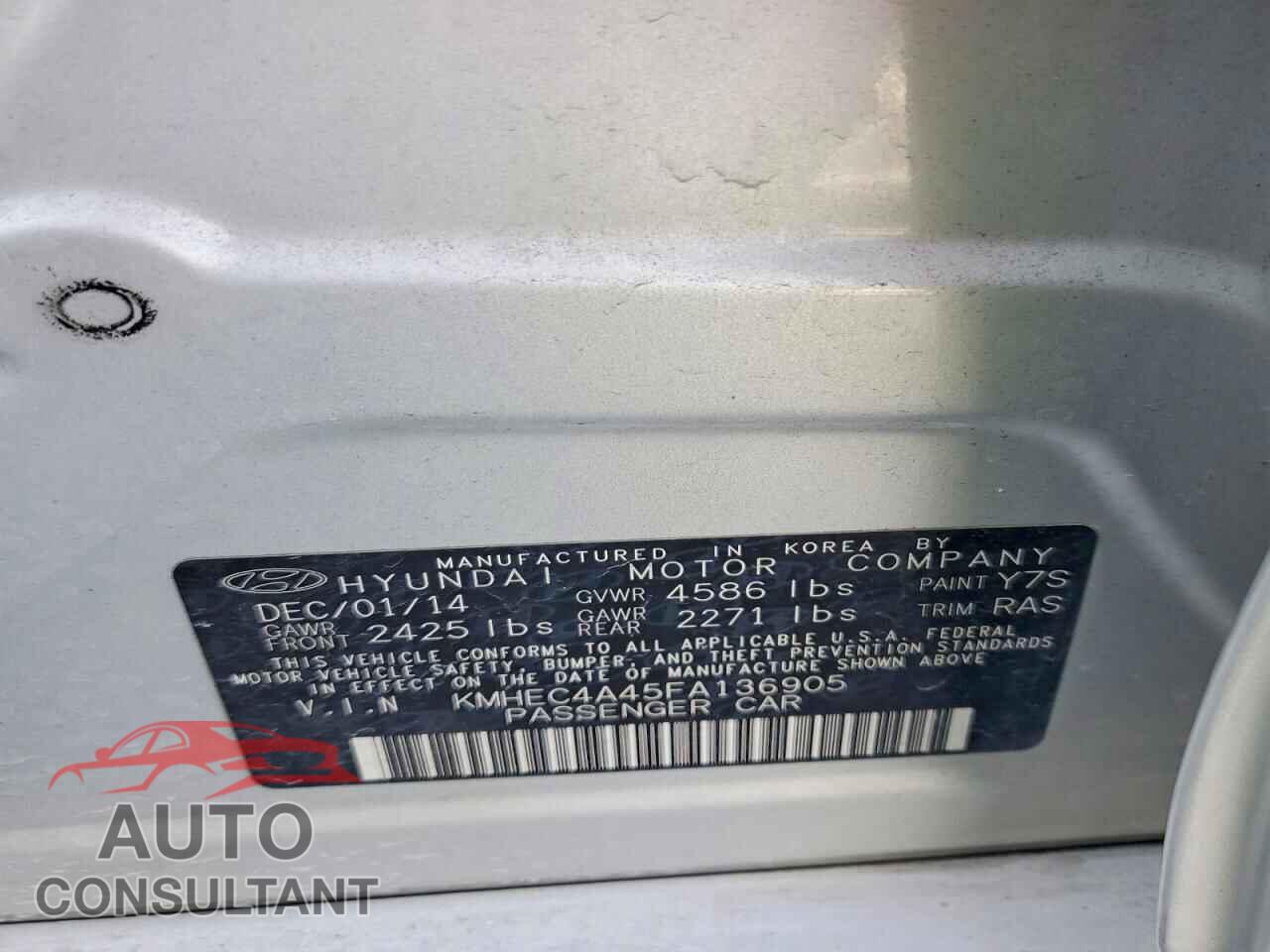 HYUNDAI SONATA 2015 - KMHEC4A45FA136905