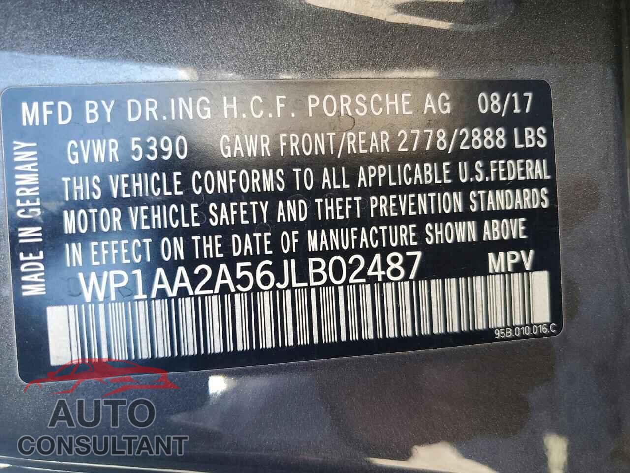 PORSCHE MACAN 2018 - WP1AA2A56JLB02487