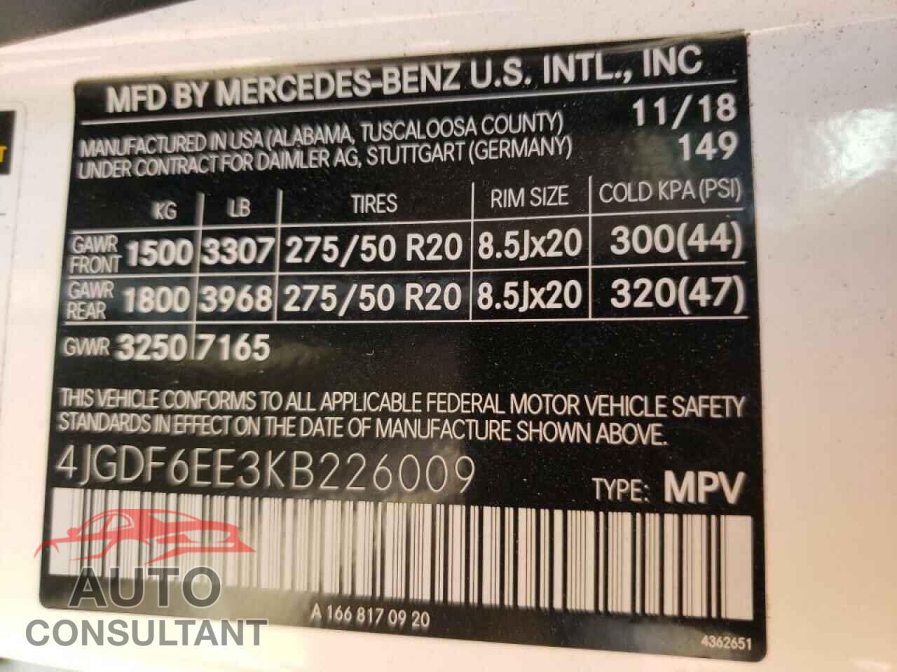 MERCEDES-BENZ GLS-CLASS 2019 - 4JGDF6EE3KB226009