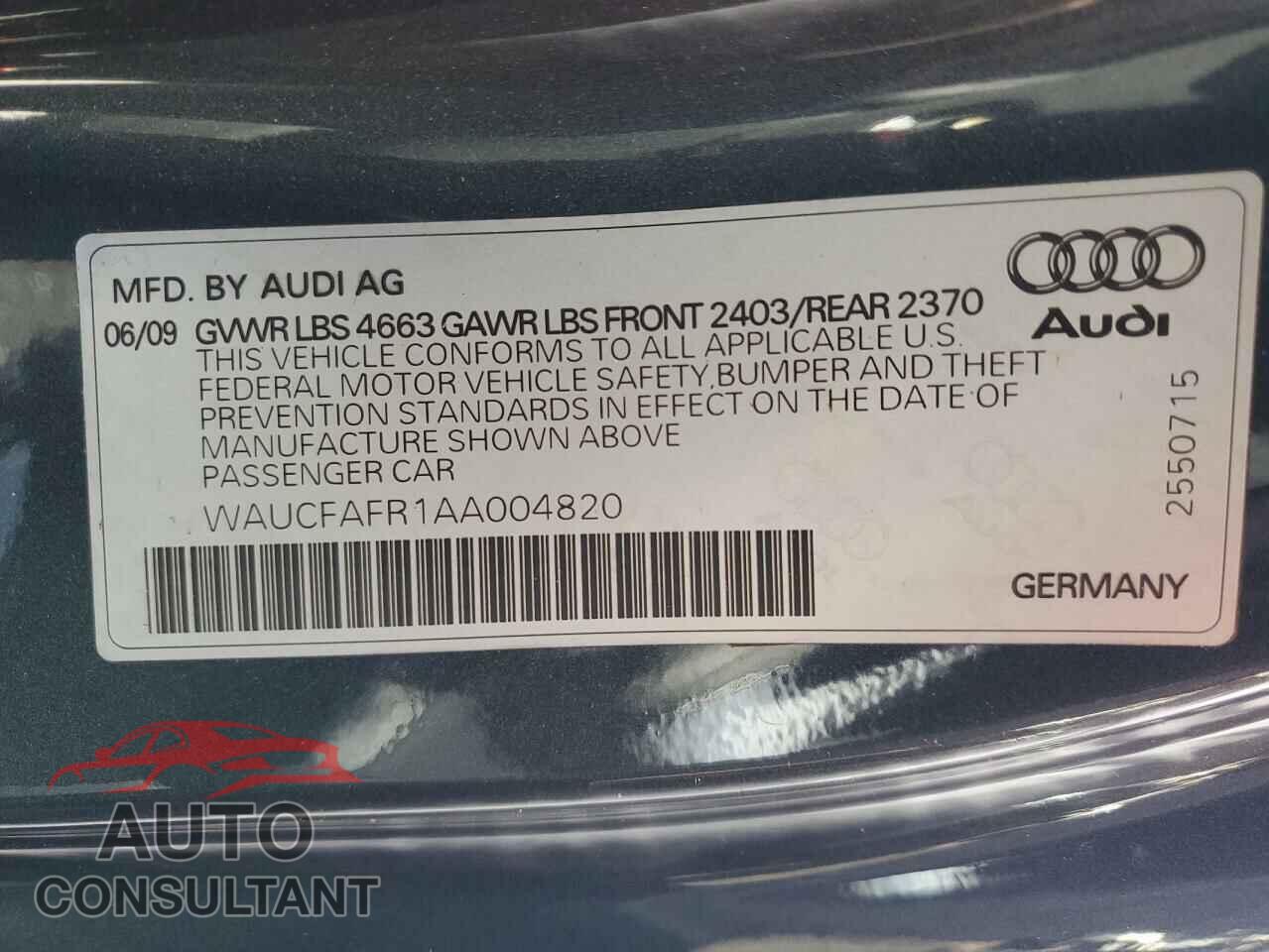 AUDI A5 2010 - WAUCFAFR1AA004820