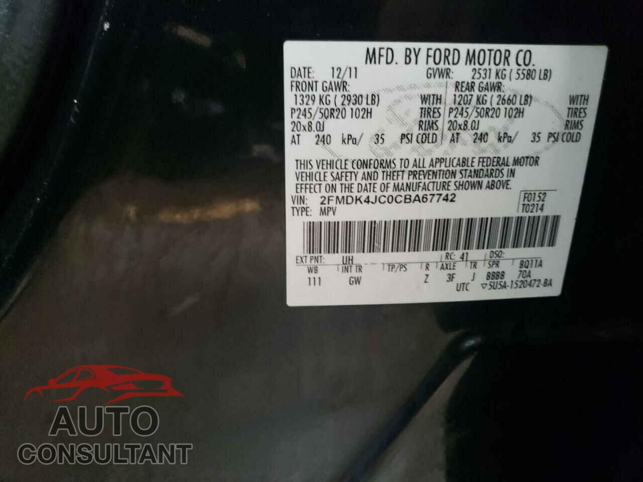 FORD EDGE 2012 - 2FMDK4JC0CBA67742