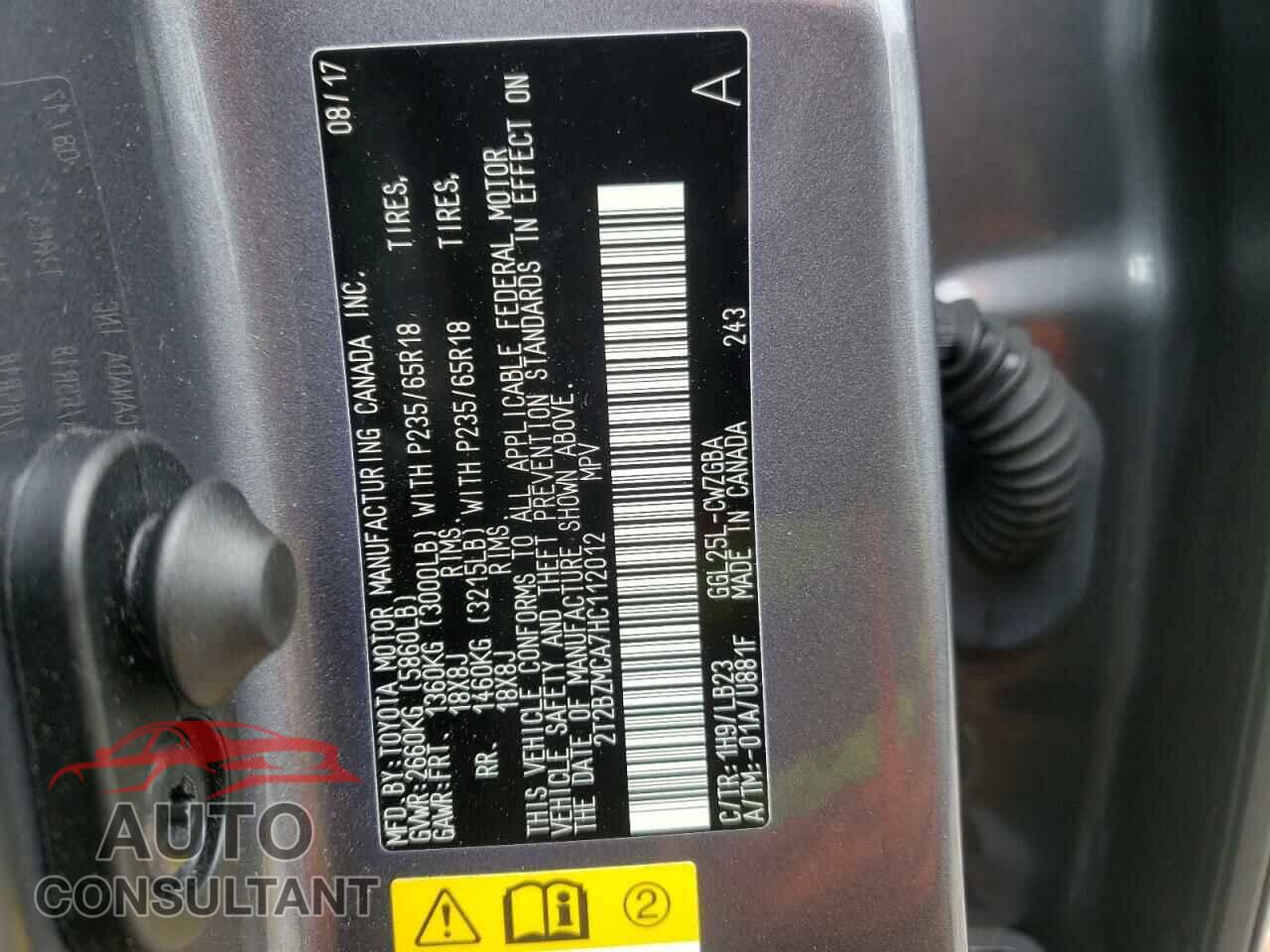 LEXUS RX350 2017 - 2T2BZMCA7HC112012