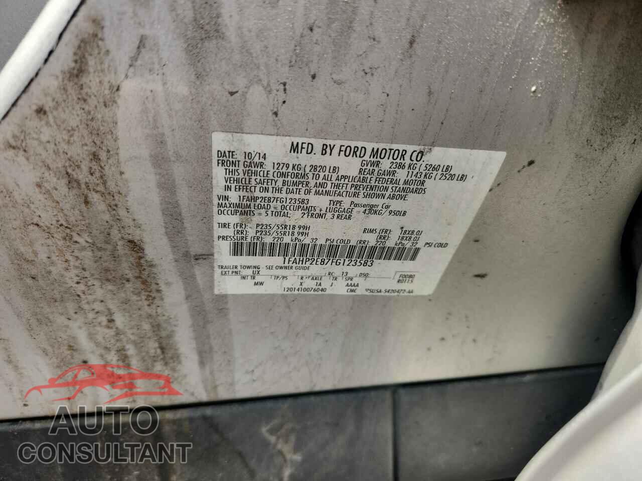 FORD TAURUS 2015 - 1FAHP2E87FG123583