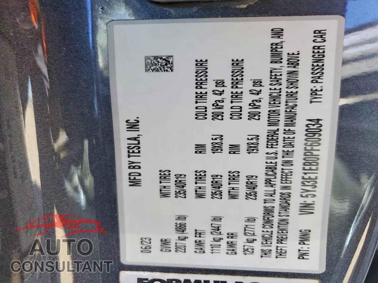 TESLA MODEL 3 2023 - 5YJ3E1EB0PF609034