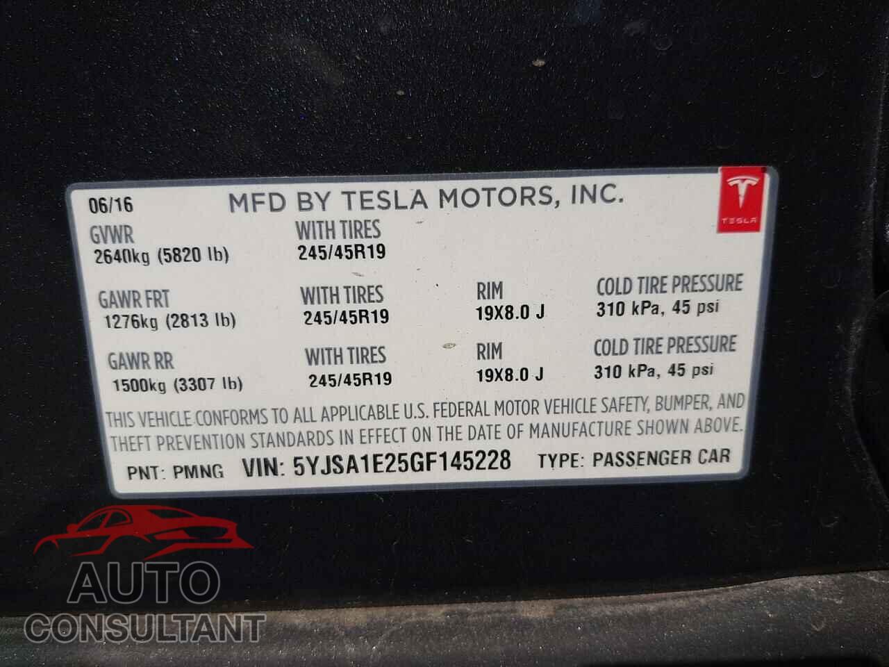 TESLA MODEL S 2016 - 5YJSA1E25GF145228