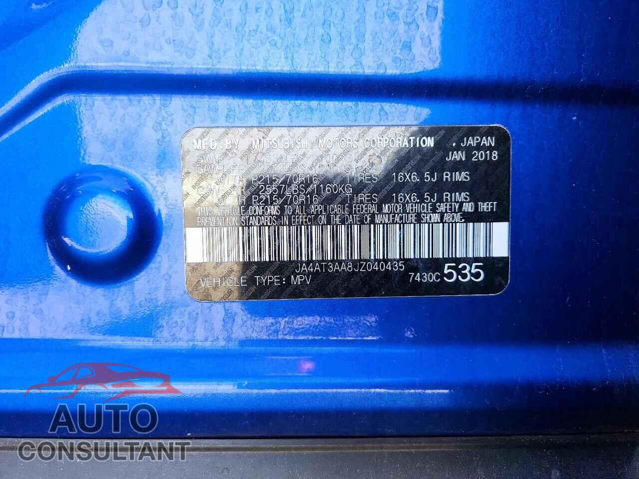 MITSUBISHI ECLIPSE 2018 - JA4AT3AA8JZ040435