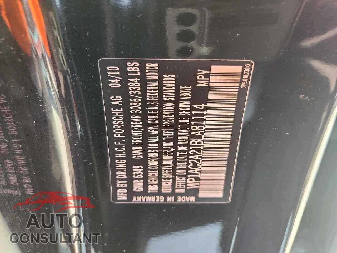 PORSCHE CAYENNE 2011 - WP1AC2A21BLA81114