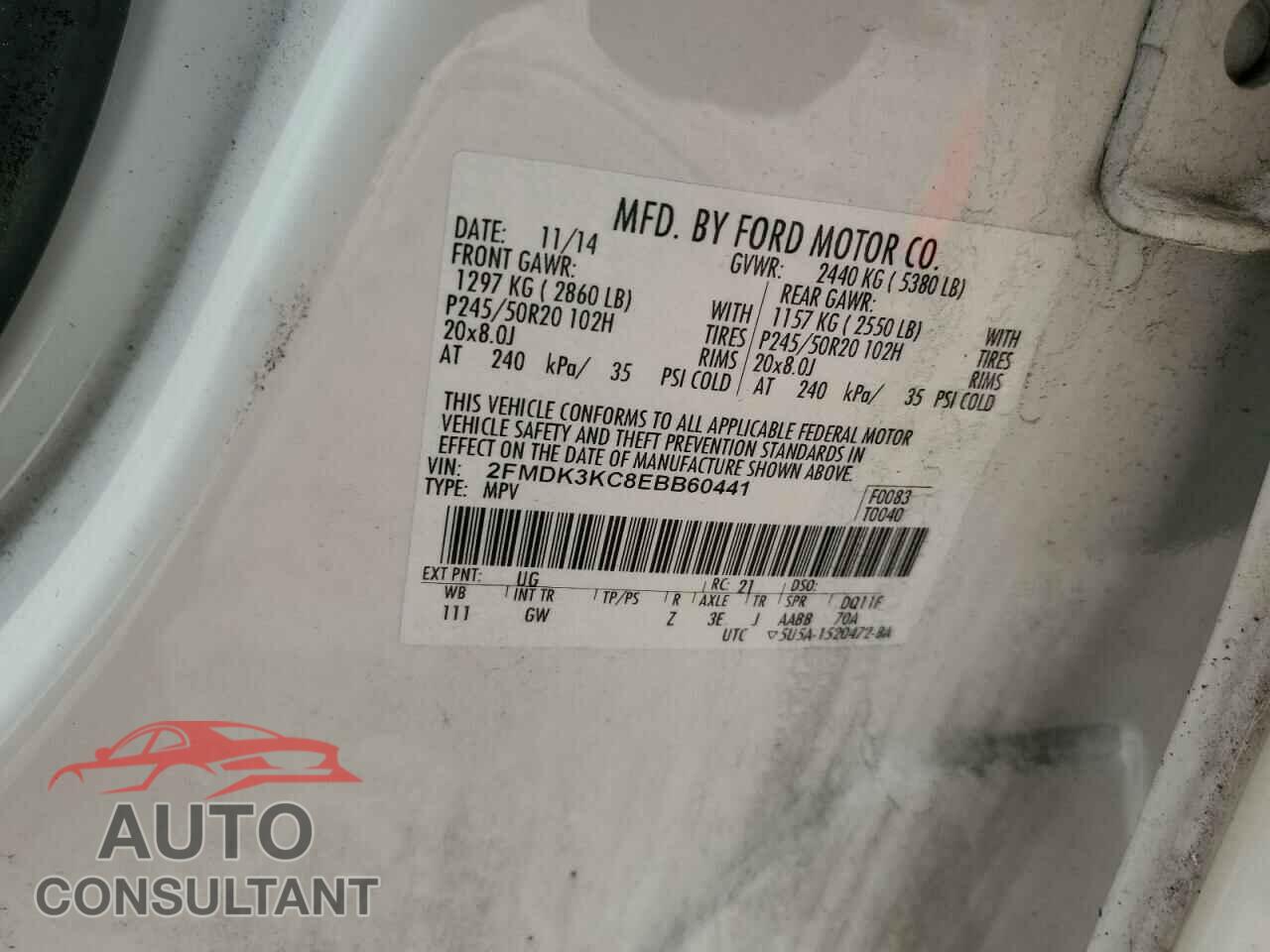 FORD EDGE 2014 - 2FMDK3KC8EBB60441
