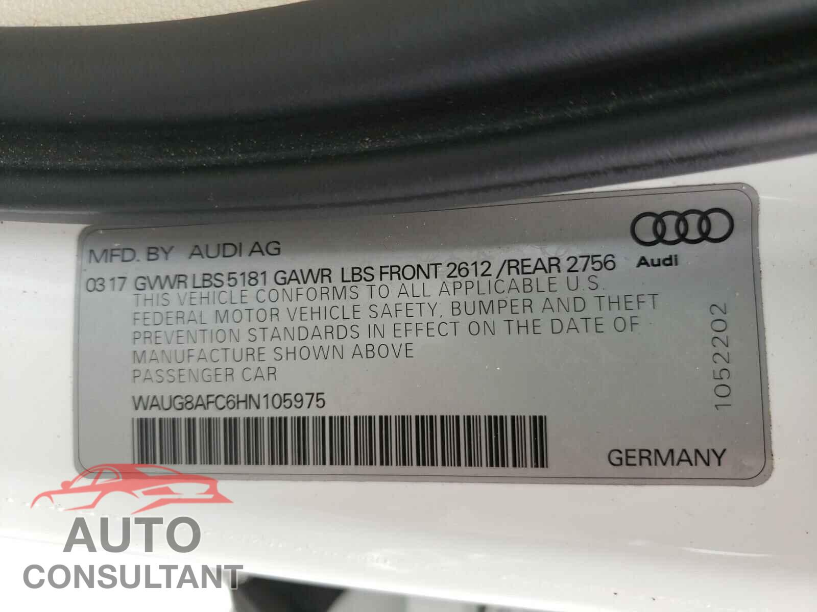 AUDI A6 2017 - WAUG8AFC6HN105975