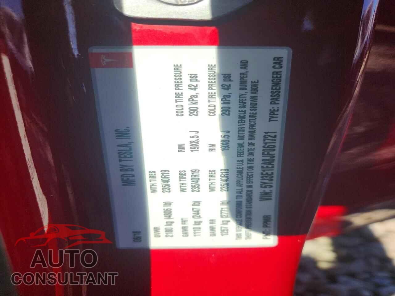 TESLA MODEL 3 2018 - 5YJ3E1EA8JF061721