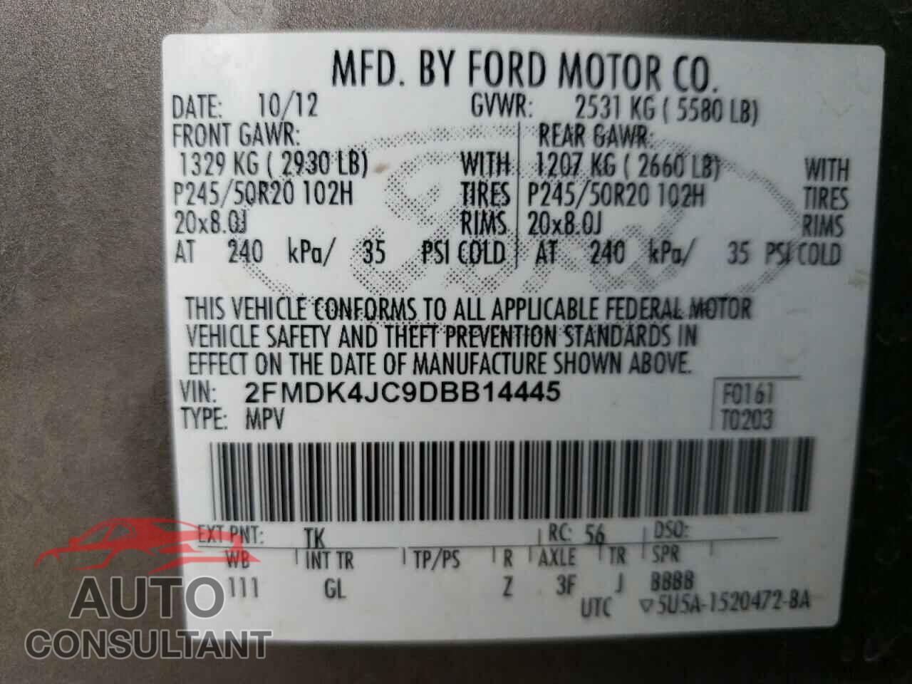 FORD EDGE 2013 - 2FMDK4JC9DBB14445