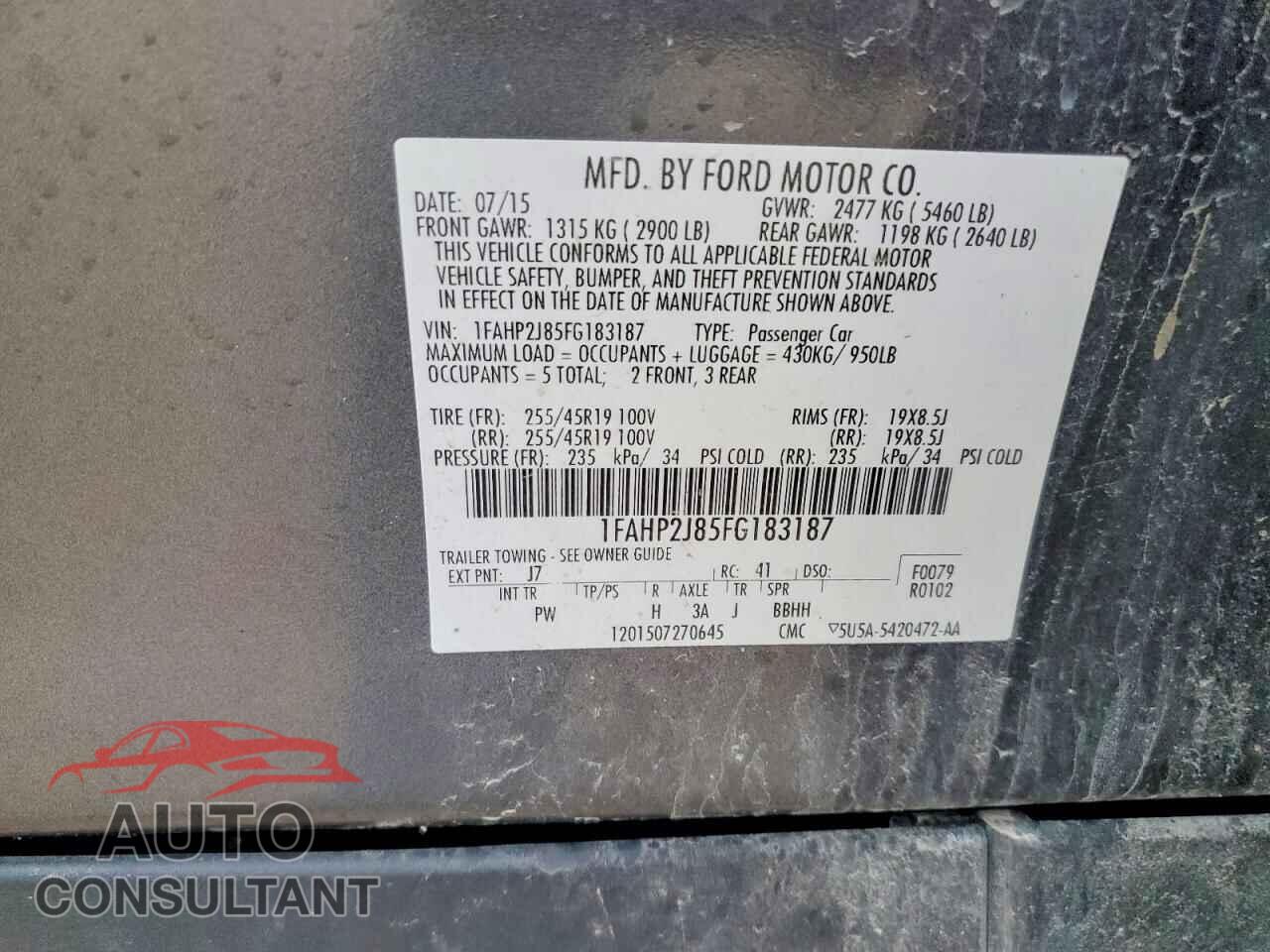 FORD TAURUS 2015 - 1FAHP2J85FG183187