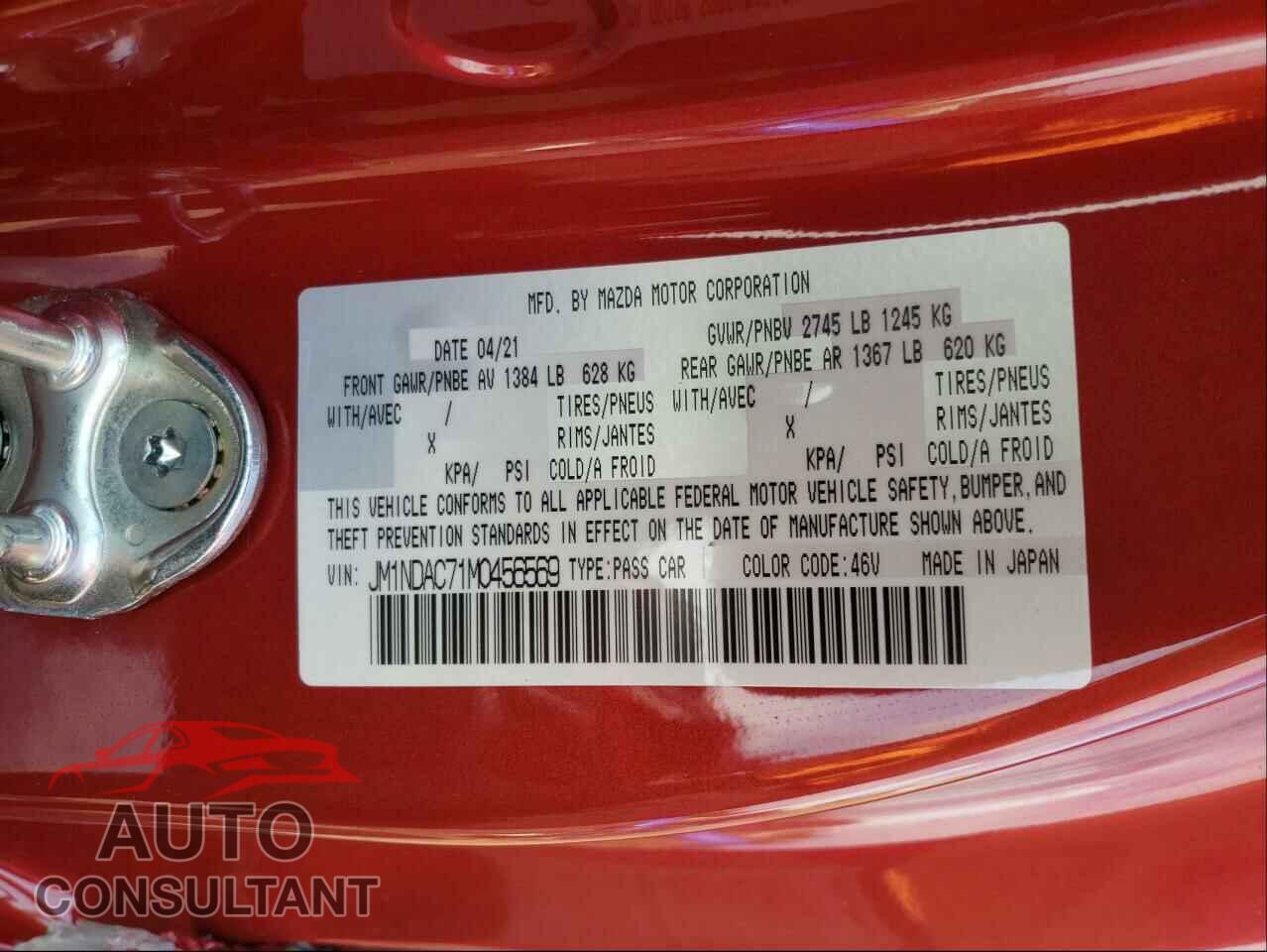 MAZDA MX5 2021 - JM1NDAC71M0456569