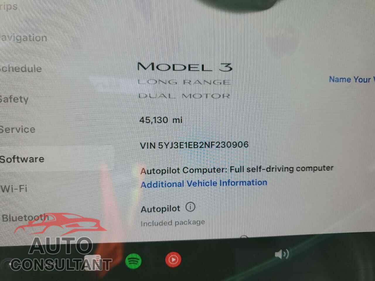 TESLA MODEL 3 2022 - 5YJ3E1EB2NF230906