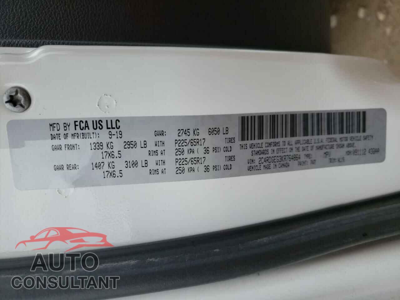 DODGE GRAND CARA 2019 - 2C4RDGEG3KR764864