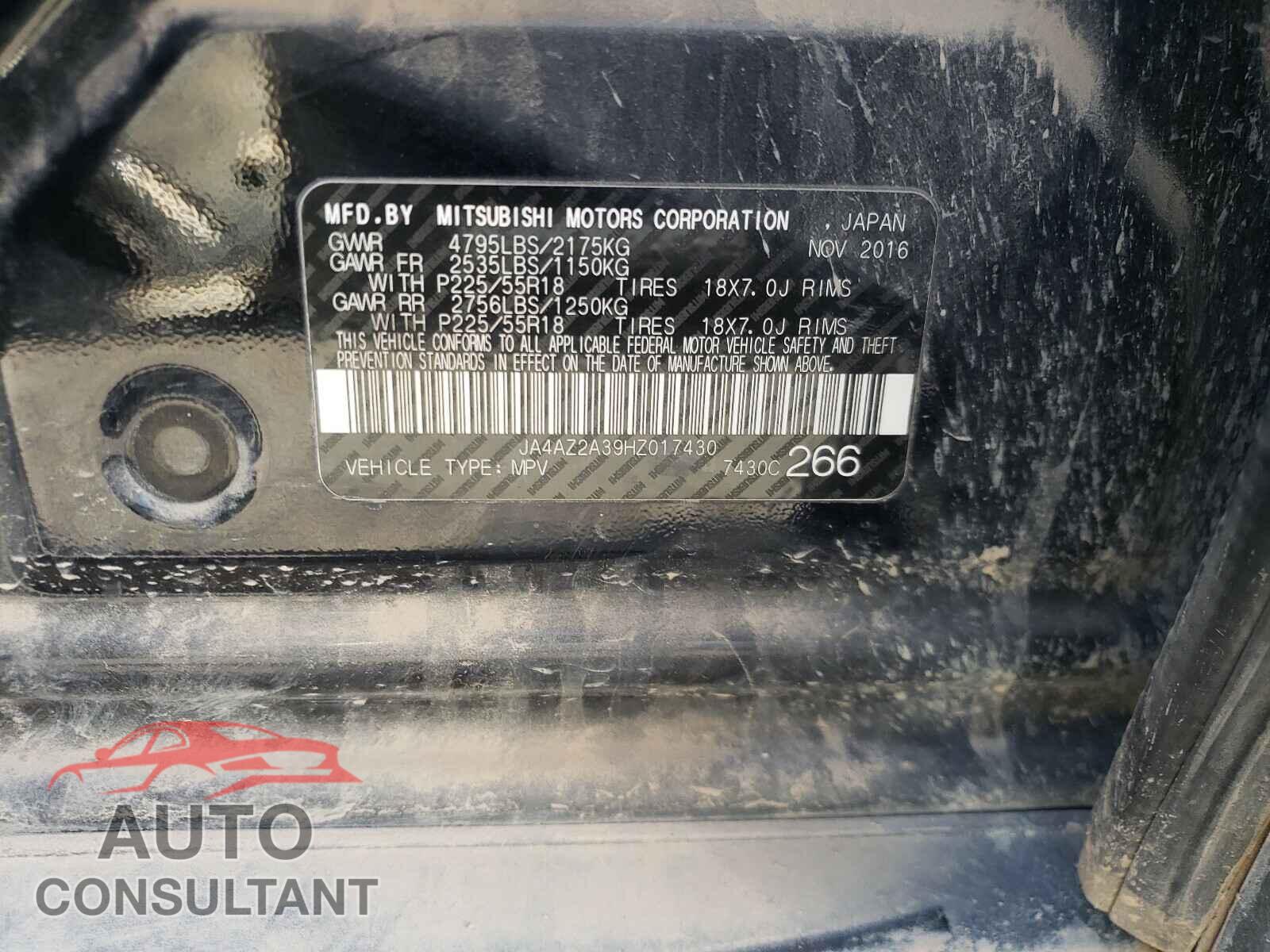 MITSUBISHI OUTLANDER 2017 - JA4AZ2A39HZ017430