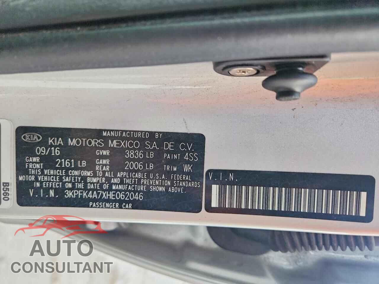 KIA FORTE 2017 - 3KPFK4A7XHE062046