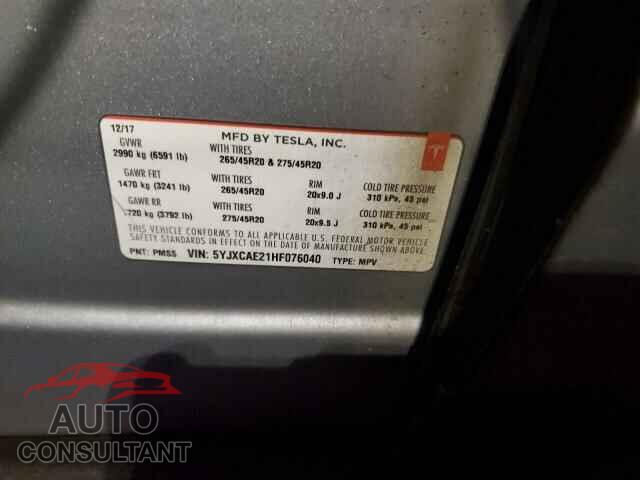 TESLA MODEL X 2017 - 5YJXCAE21HF076040