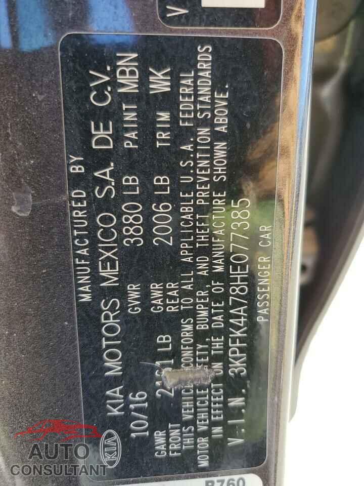 KIA FORTE 2017 - 3KPFK4A78HE077385