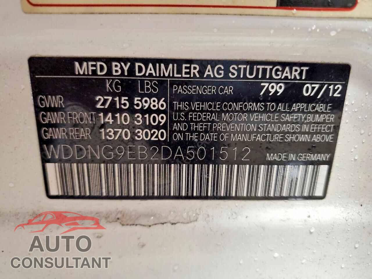 MERCEDES-BENZ S 2013 - WDDNG9EB2DA501512