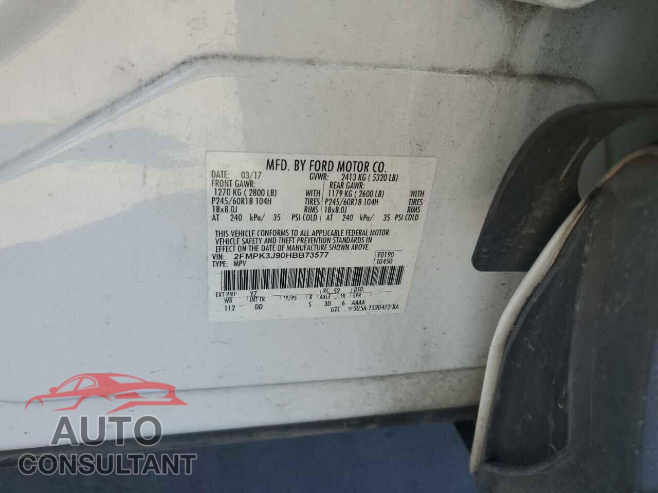 FORD EDGE 2017 - 2FMPK3J90HBB73577