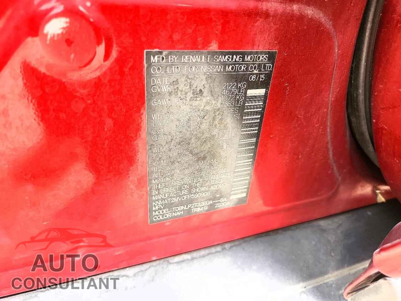 NISSAN ROGUE 2015 - KNMAT2MV0FP590908