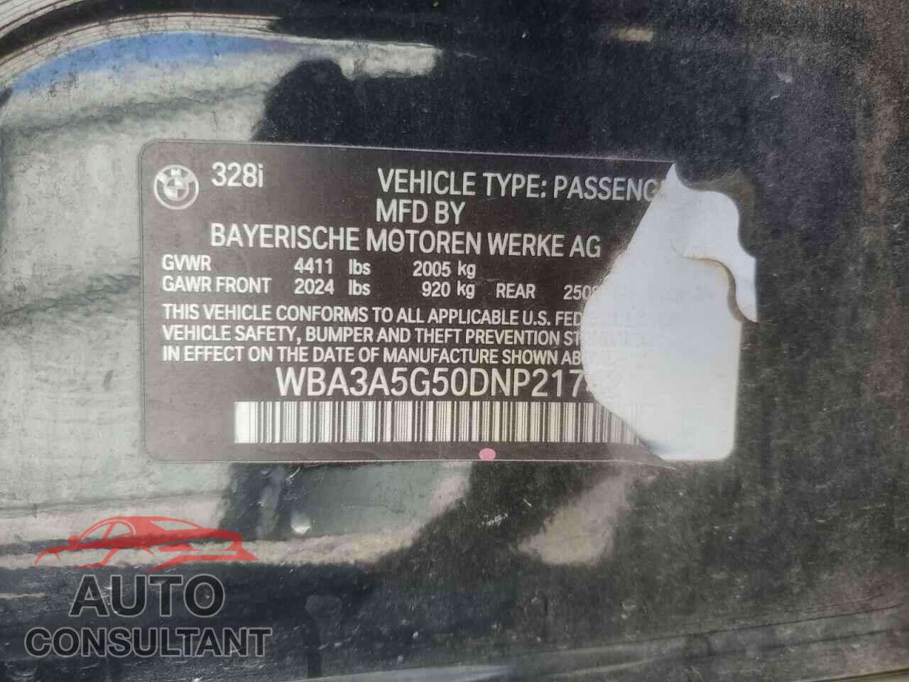 BMW 3 SERIES 2013 - WBA3A5G50DNP21742